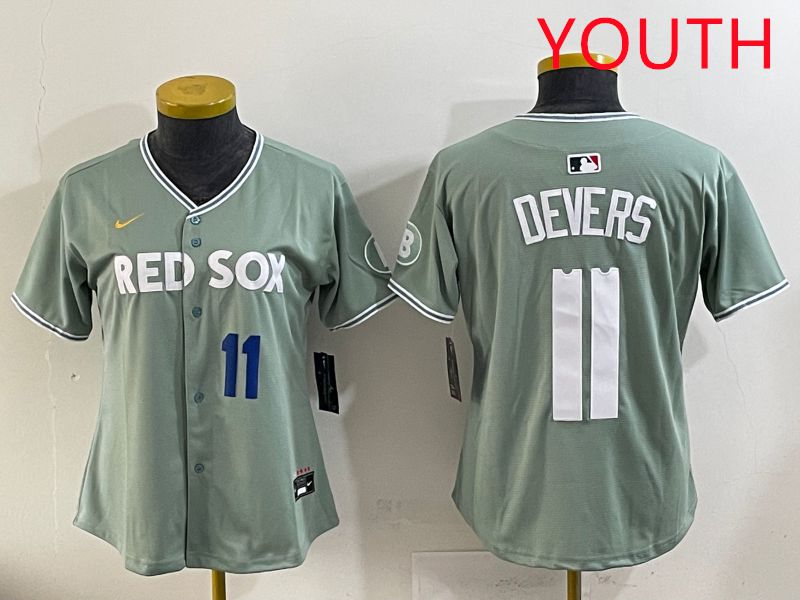 Youth 2025 Boston Red Sox #11 Devers Light Green Joint Name Nike MLB Jersey style 20